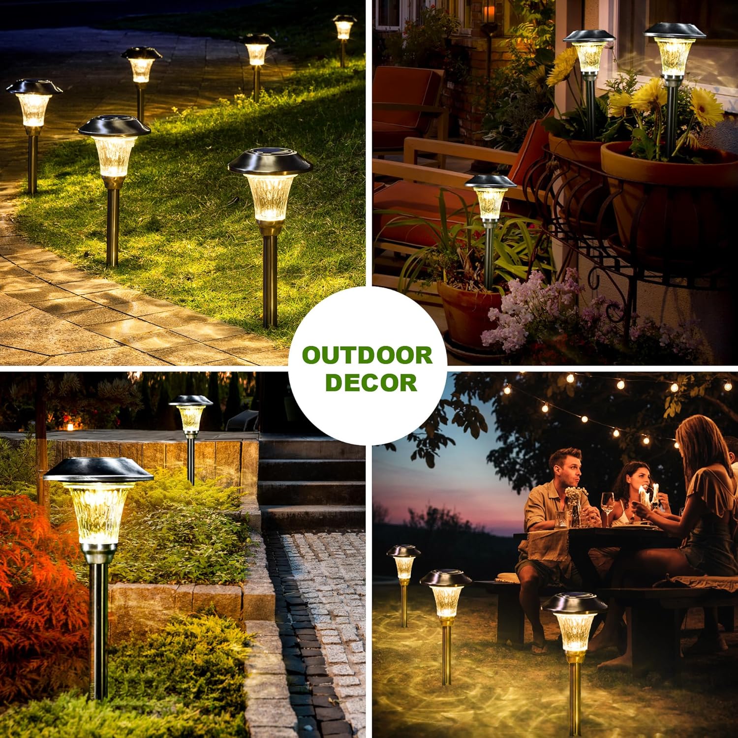 GIGALUMI Solar Pathway Lights, 8 Pack Solar Light Outdoor Waterproof, 