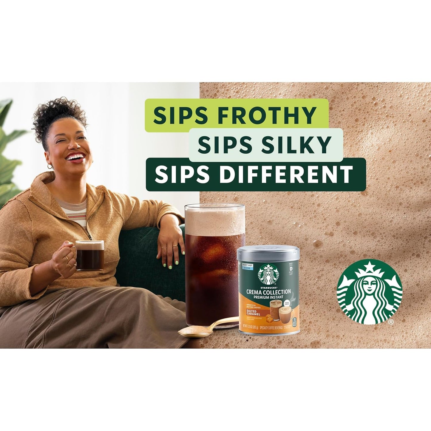 Starbucks Crema Collection Premium Instant Salted Caramel Flavored Instant Coffee, 100% Arabica Beans, 3 Tins (7.12 Oz Each)