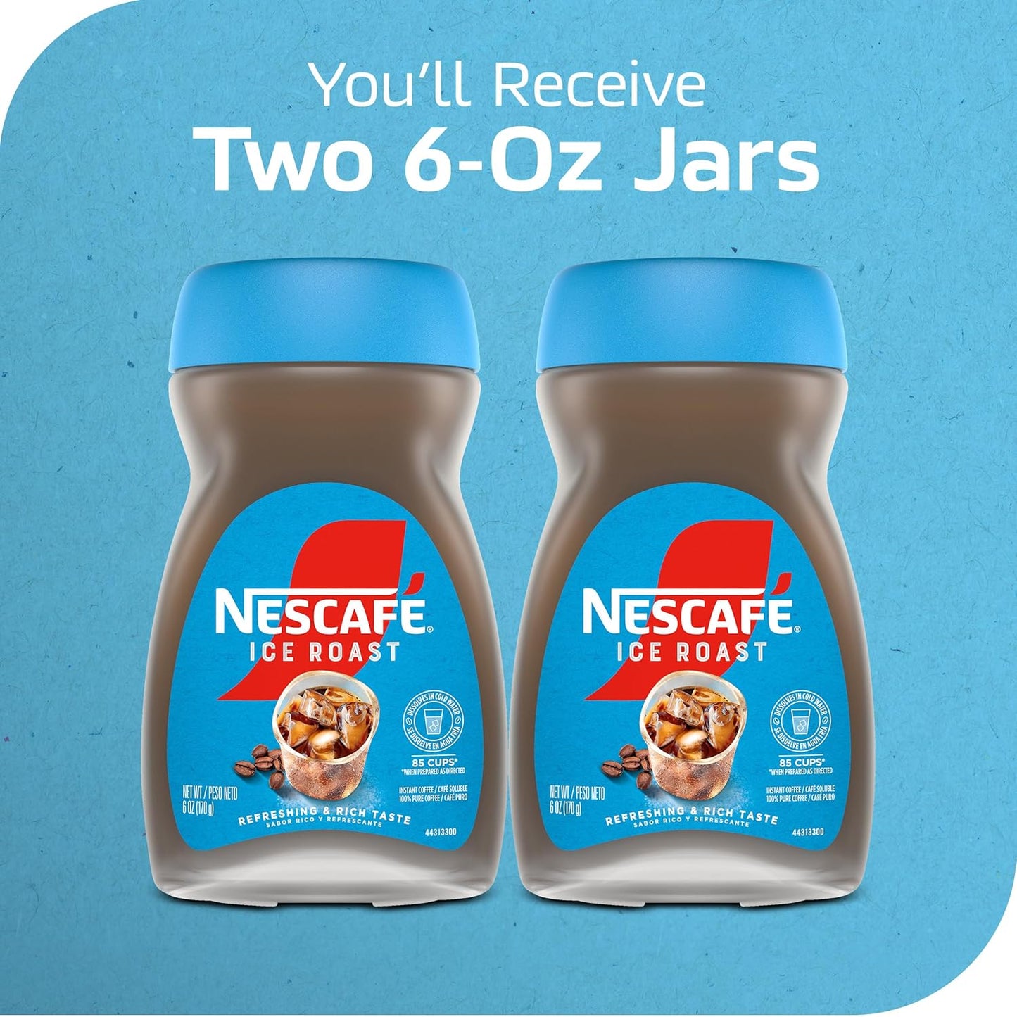 NESCAFÉ Ice Roast, Instant Iced Coffee, 2 Jars (6 Oz Each)