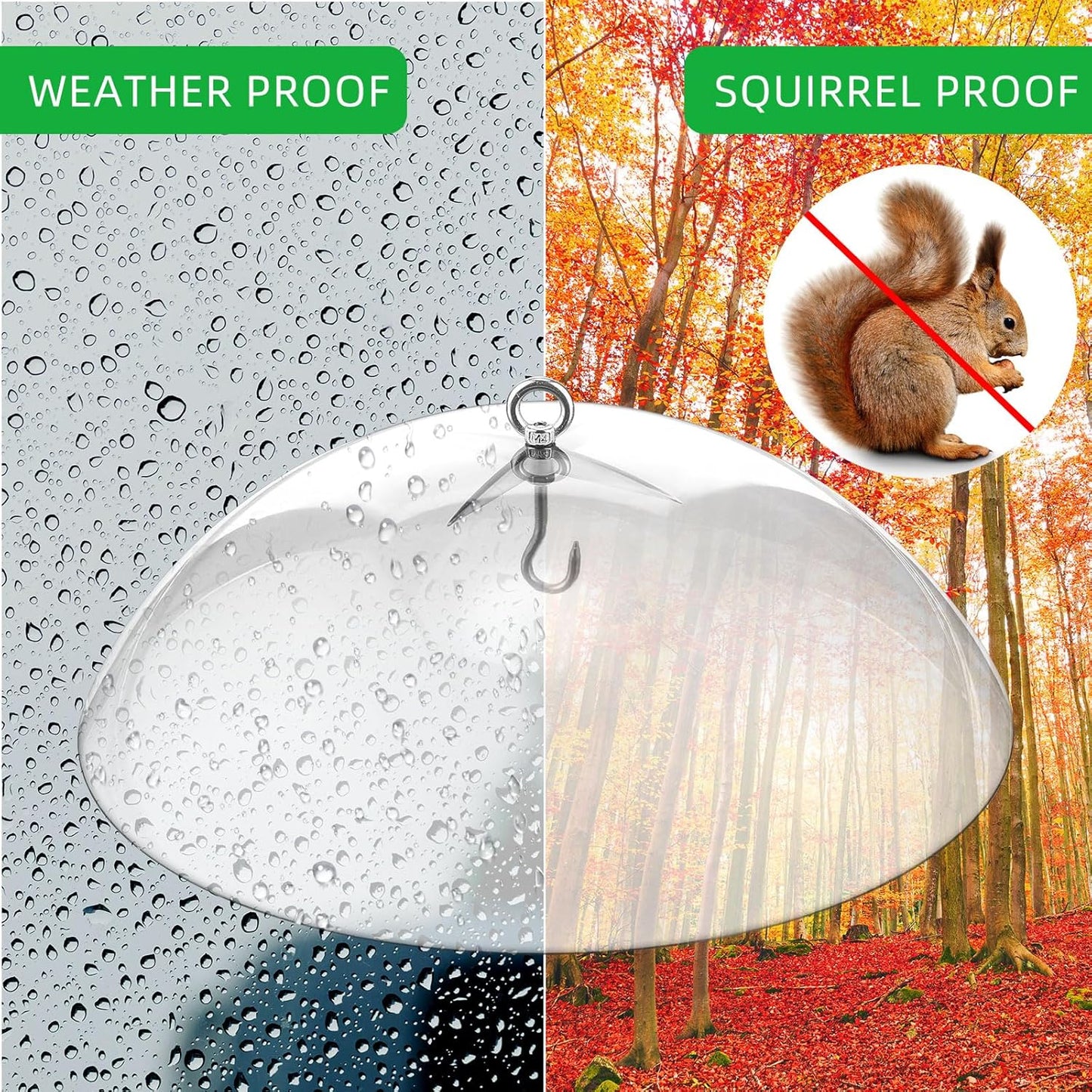 Domensi 4 Pcs 10.2 Inch Plastic Bird Feeders Dome Cover for Hanging Hummingbird Feeder Weather Guard Protective Dome Squirrel Baffle for Bird Feeder Pole Covers(Clear)