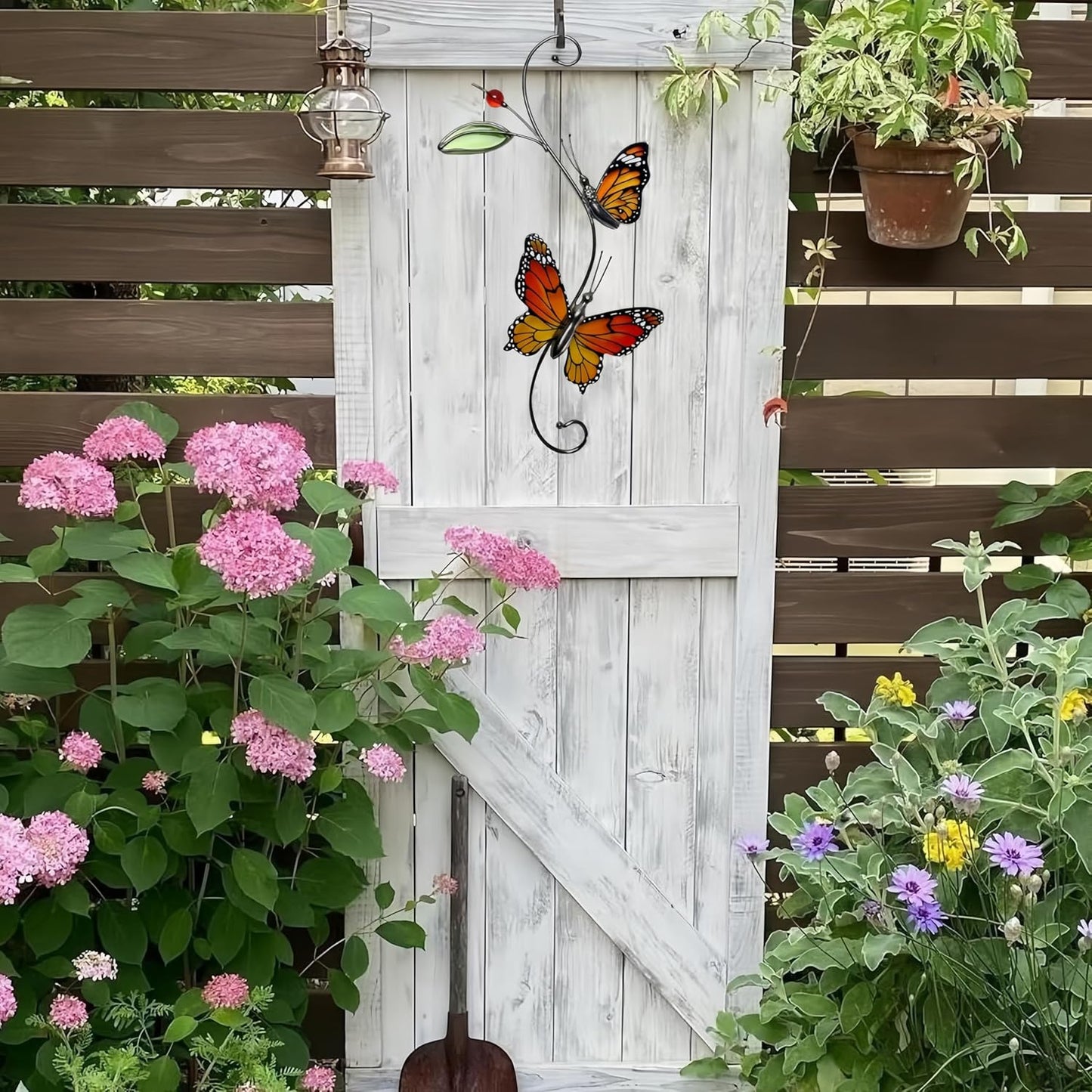 Monarch Butterfly Sun Catcher Indoor Window Handmade Stained Glass Window Hanging Flowers for Decoration Monarch Butterfly Gift for Women Mother Mom Grandma Friends Wall Art for Home Decor
