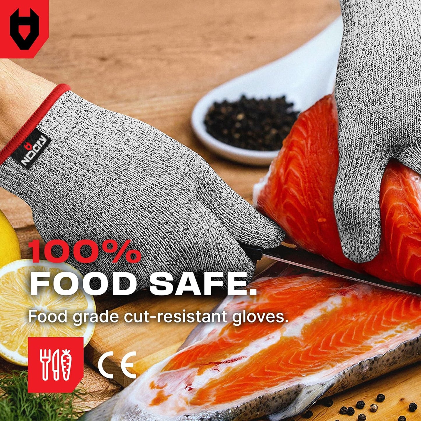 NoCry Premium Cut Resistant Gloves Food Grade — 100% Food Safe — Level