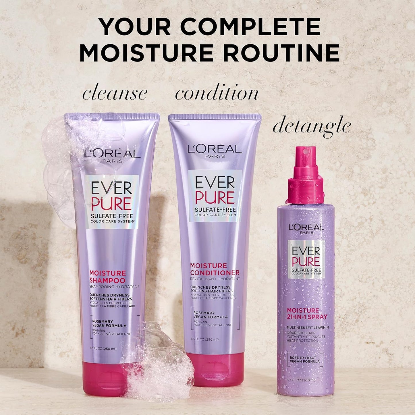 L'Oreal Paris Moisture Sulfate Free Shampoo and Conditioner Set, Hair 
