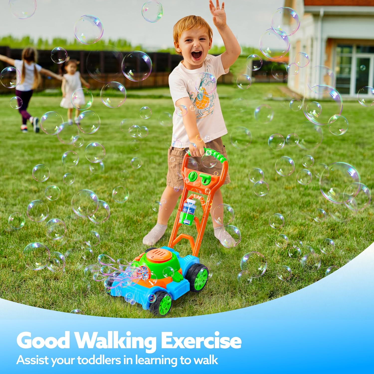 SLOOSH Bubble Lawn Mower Toddler Toys - Spill-Proof Bubble Machine Pre