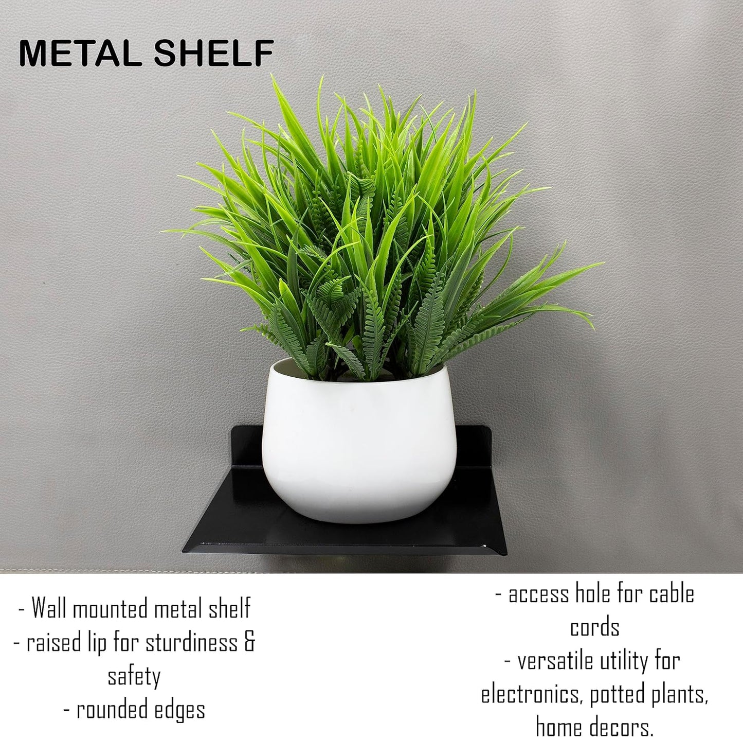 Metal Wall Mounted Floating Shelf|Shelves|Stand|Rack|Holder Wi-fi Camera|Bluetooth Speaker|Webcam|Mesh Router|Photo Frames|Planter Pot |Access Hole for Cable Cords-Pack 1