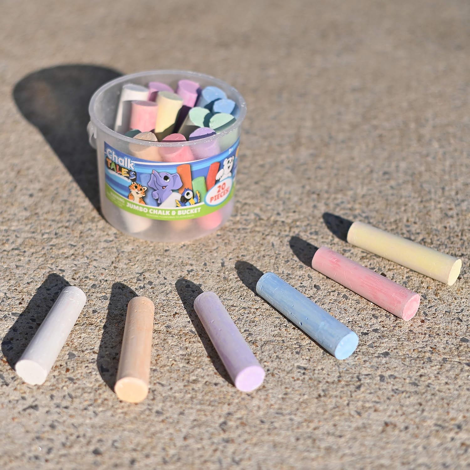 Sunny Days Entertainment Sidewalk Chalk Set for Kids with Storage, Was