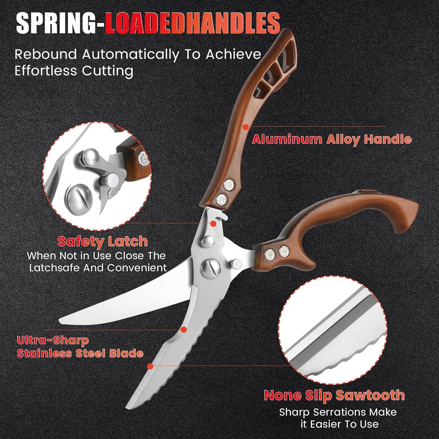 ANDONG Kitchen Scissors, Heavy Duty Professional Poultry Shears, Stain