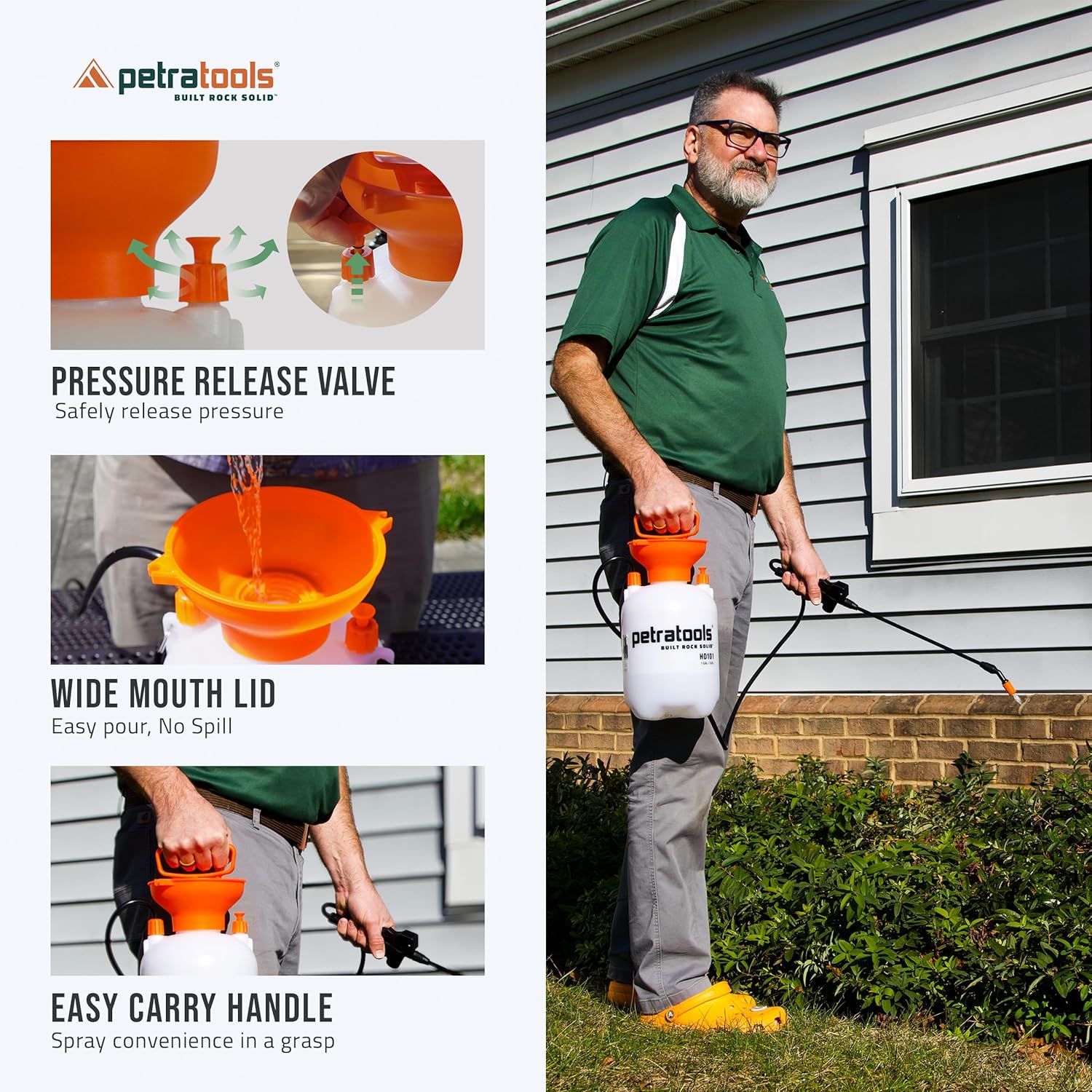 Petratools 1 Gallon Pump Sprayer – HD101 Garden Sprayer for Weeds, Law