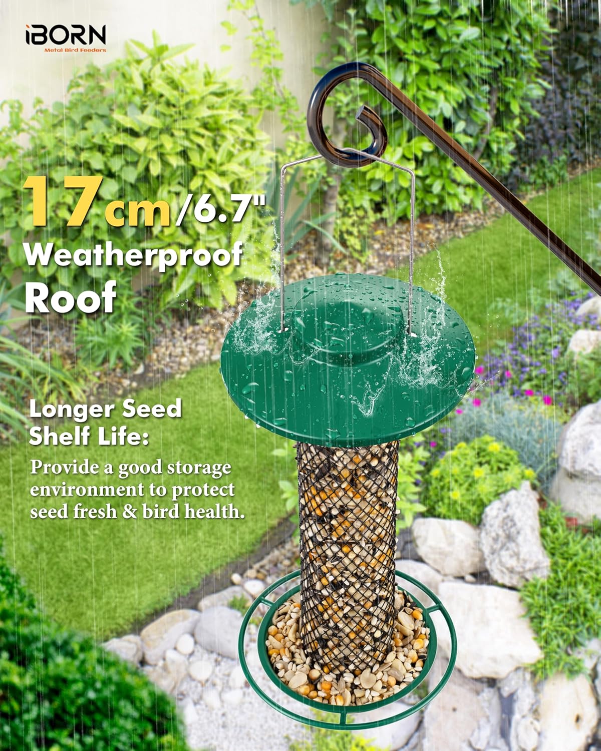 iBorn Peanut Bird Feeder,Sunflower Seed Feeder,13.5 Inch Metal Mesh Tu