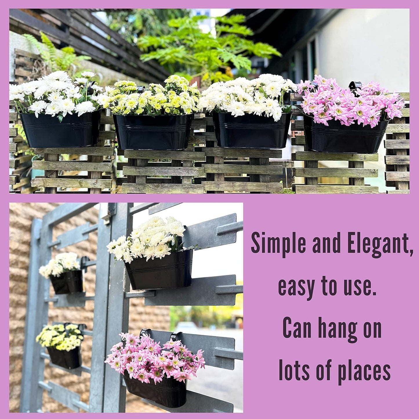 LaLaGreen Rail Planter Outdoor Plants (2 Pack, 9.8 Inch) Small and Cut