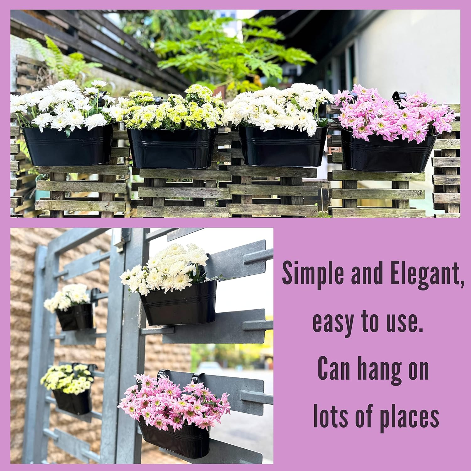 LaLaGreen Rail Planter Outdoor Plants (2 Pack, 9.8 Inch) Small and Cut