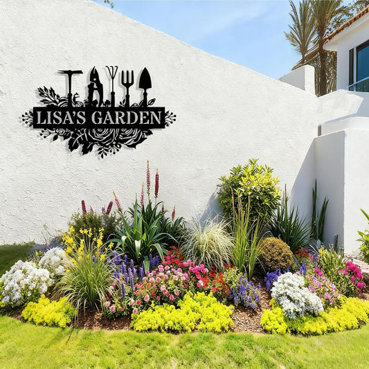 Custom Metal Garden Signs, Personalized Garden Tools Signs with Name, 