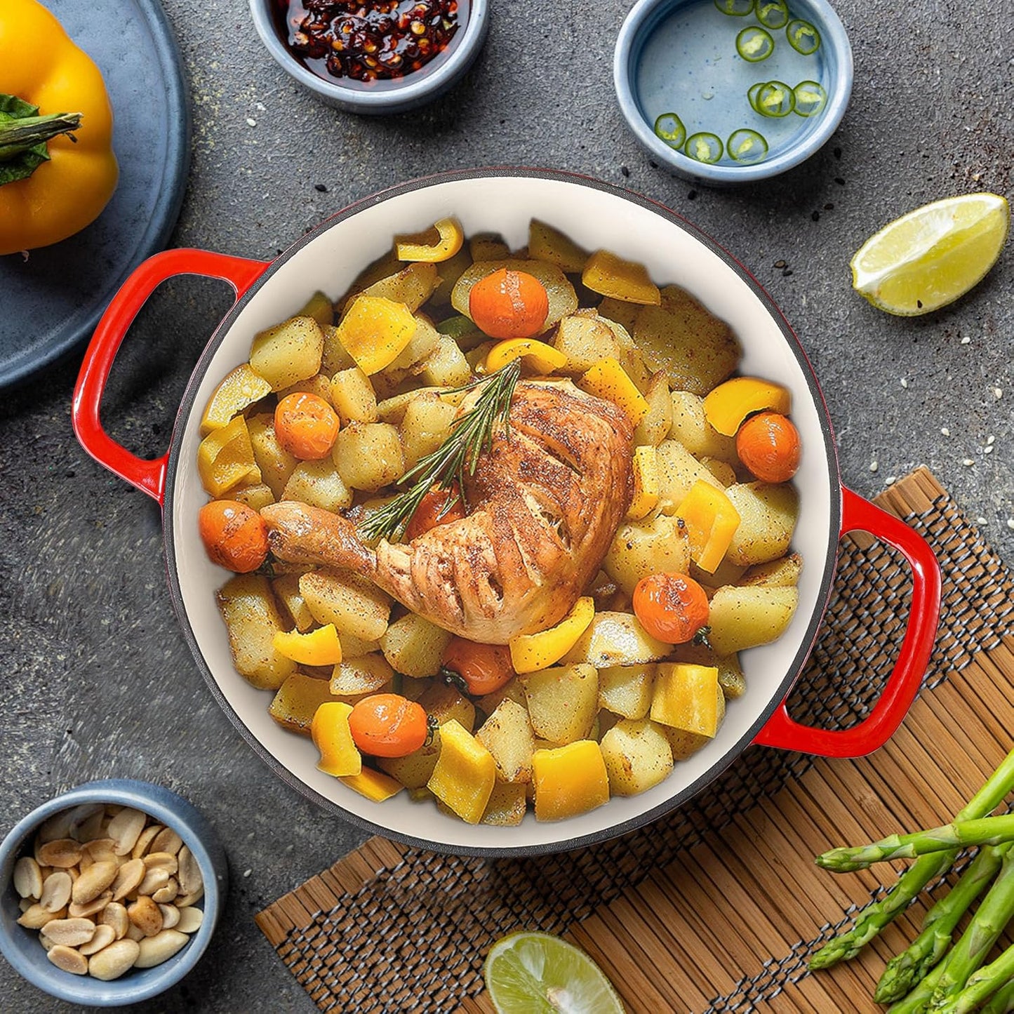 Vivicreate 3.5 Quart Enamel Cast Iron Dutch Oven Pot with Lid – Enamel