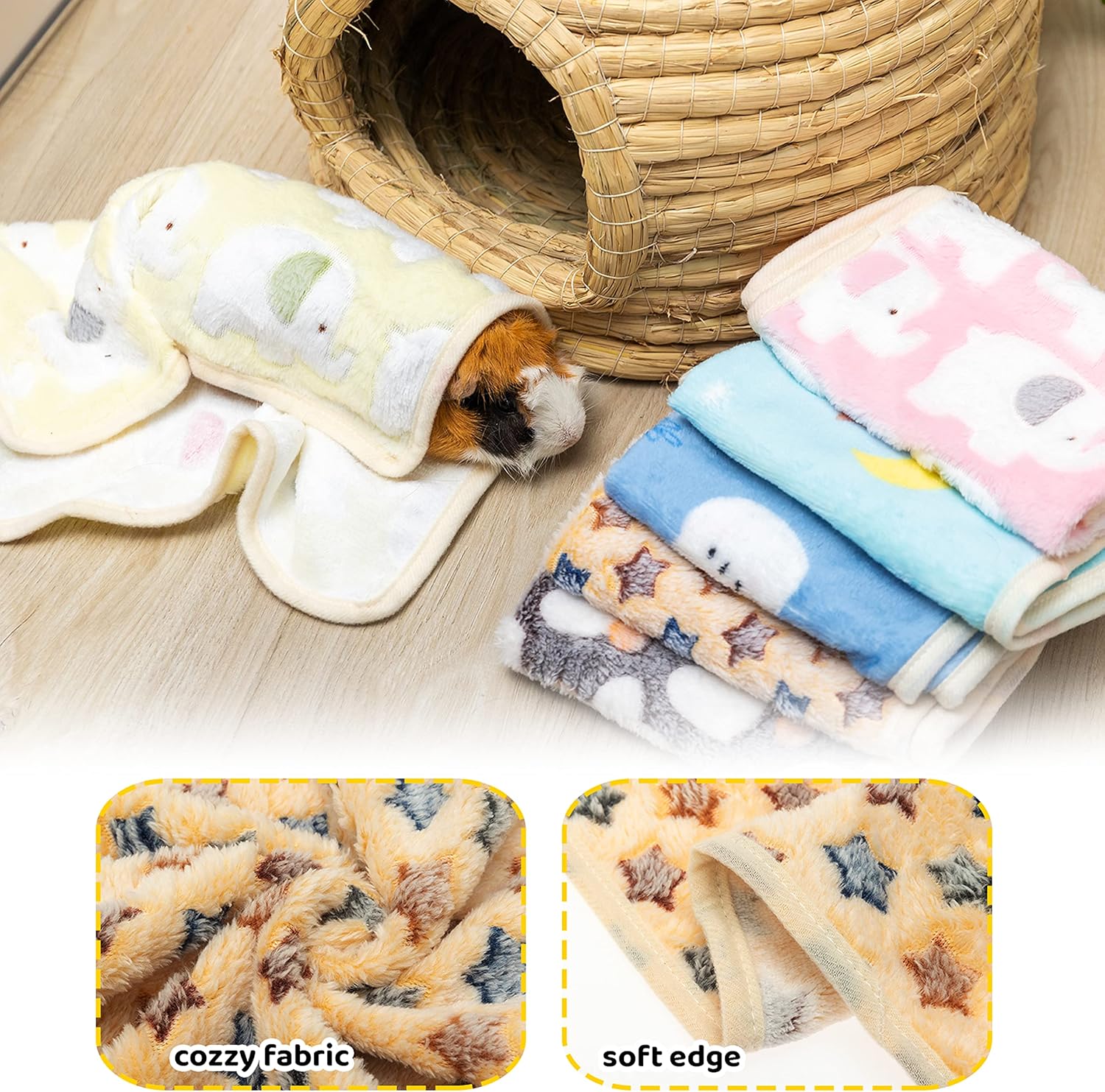CUSOZWO Guinea Pig Bedding Mat - 6 Pack Fleece Soft Warm Small Animal 