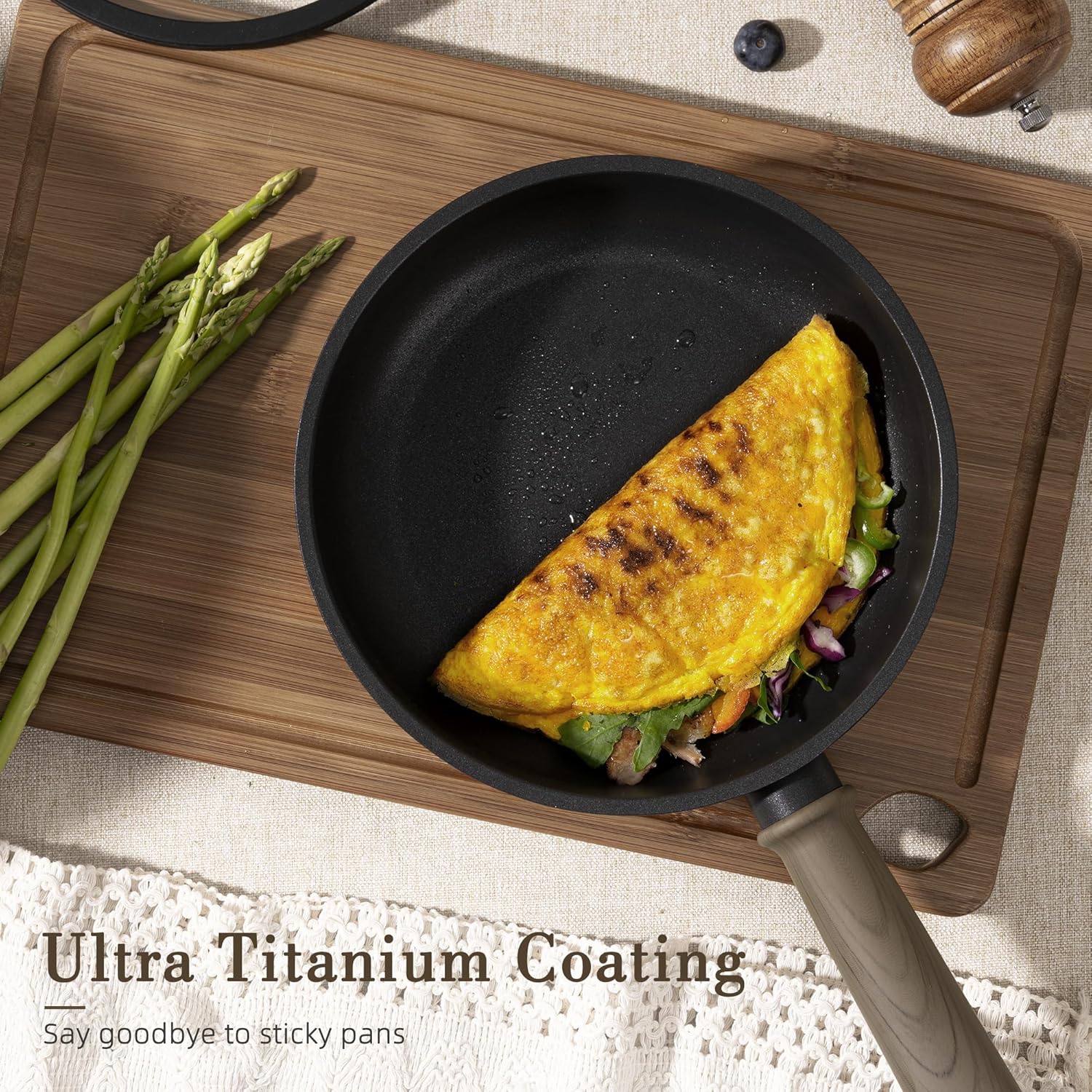 Astercook Non Stick Pots and Pans Set, Healthy Non-Toxic Titanium Indu