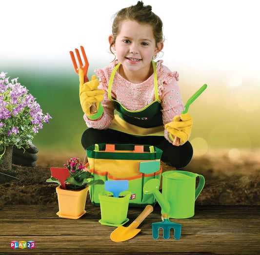 Play22 Kids Gardening Tool Set 12 PCS - Kids Gardening Tools Shovel Ra