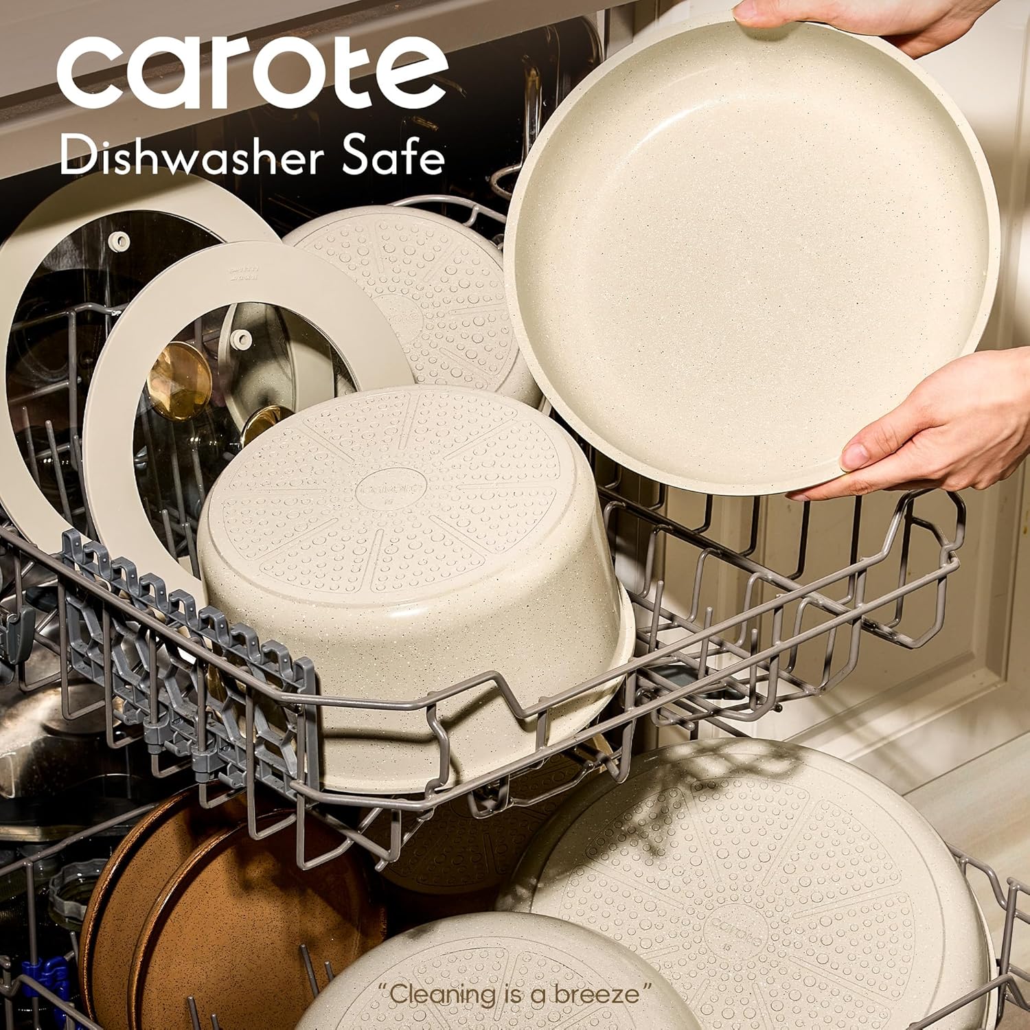 CAROTE 25PCS Ceramic Cookware Set, Pots and Pans set Non Stick, RV Kit