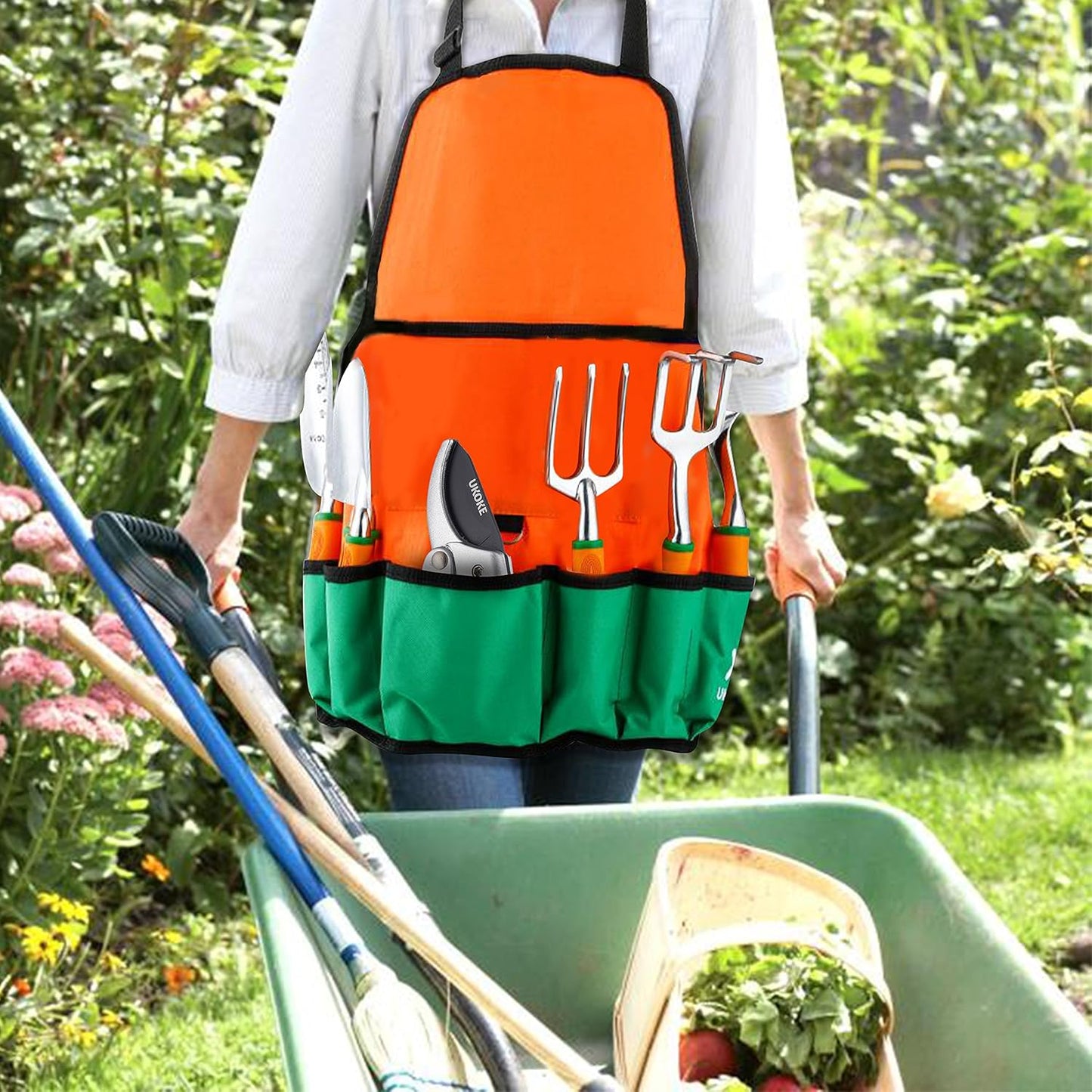 UKOKE Garden Tool Set, 12 Piece Aluminum Hand Tool Kit, Garden Canvas 