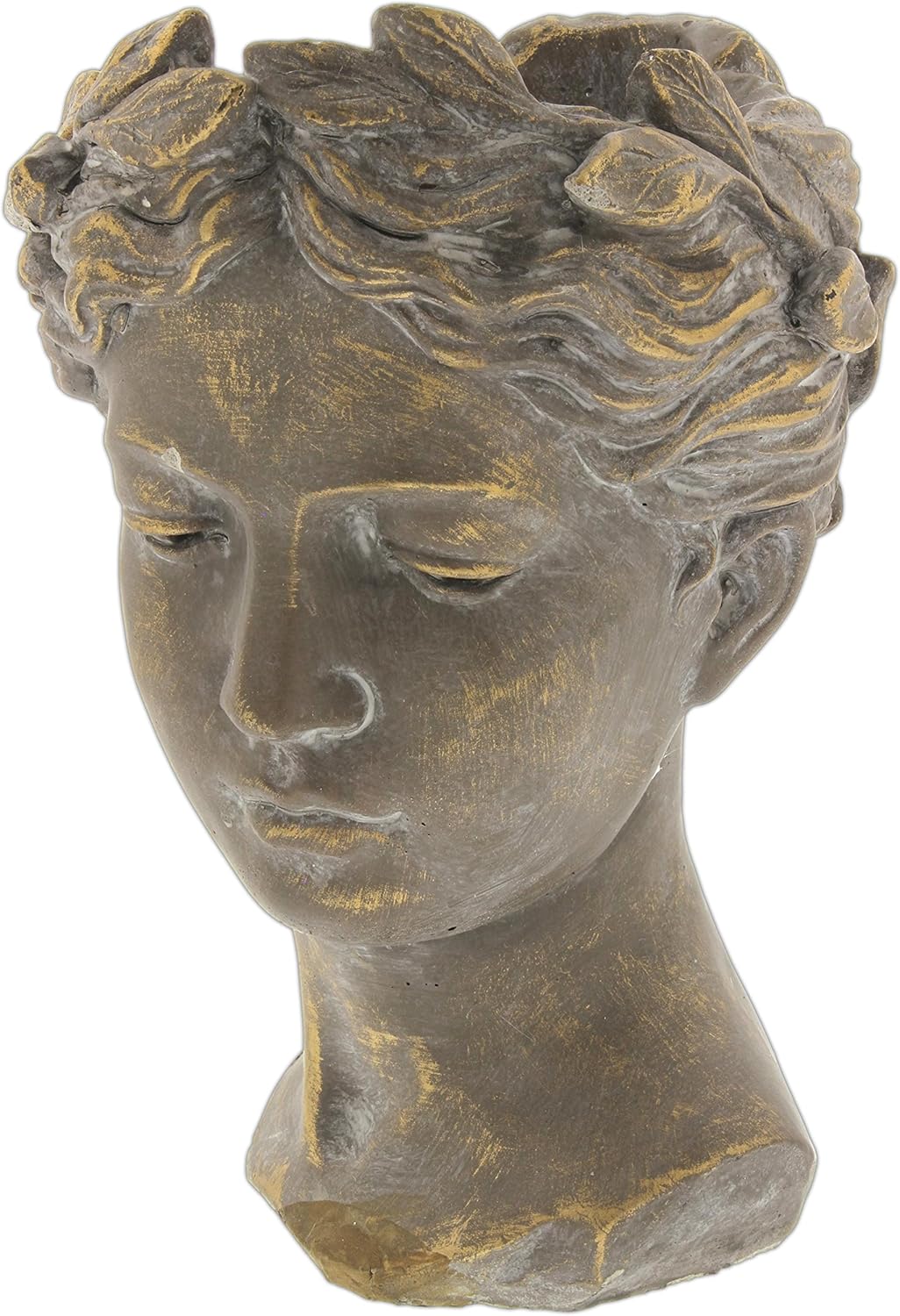 Greek/Roman Style Female Statue Head Cement Planter - Unique Planter Pot for Indoor Outdoor Home Garden Decor (10.5")