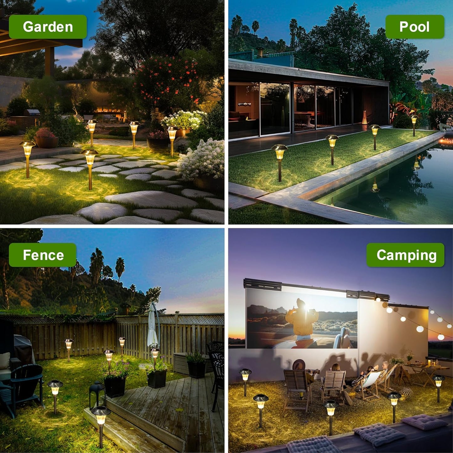GIGALUMI Solar Pathway Lights, 8 Pack Solar Light Outdoor Waterproof, 