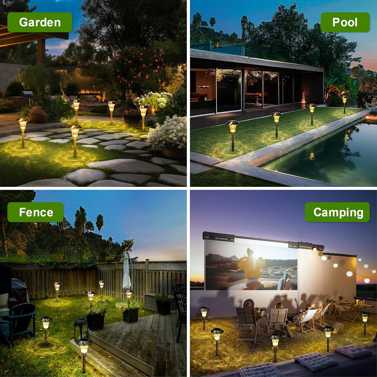GIGALUMI Solar Pathway Lights, 8 Pack Solar Light Outdoor Waterproof, 
