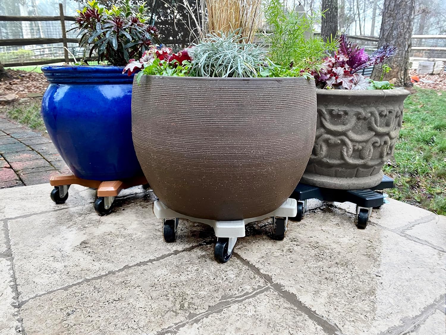 Bosmere 14" Plant Caddie - Heavy-Duty Rolling Plant Stand with Locking