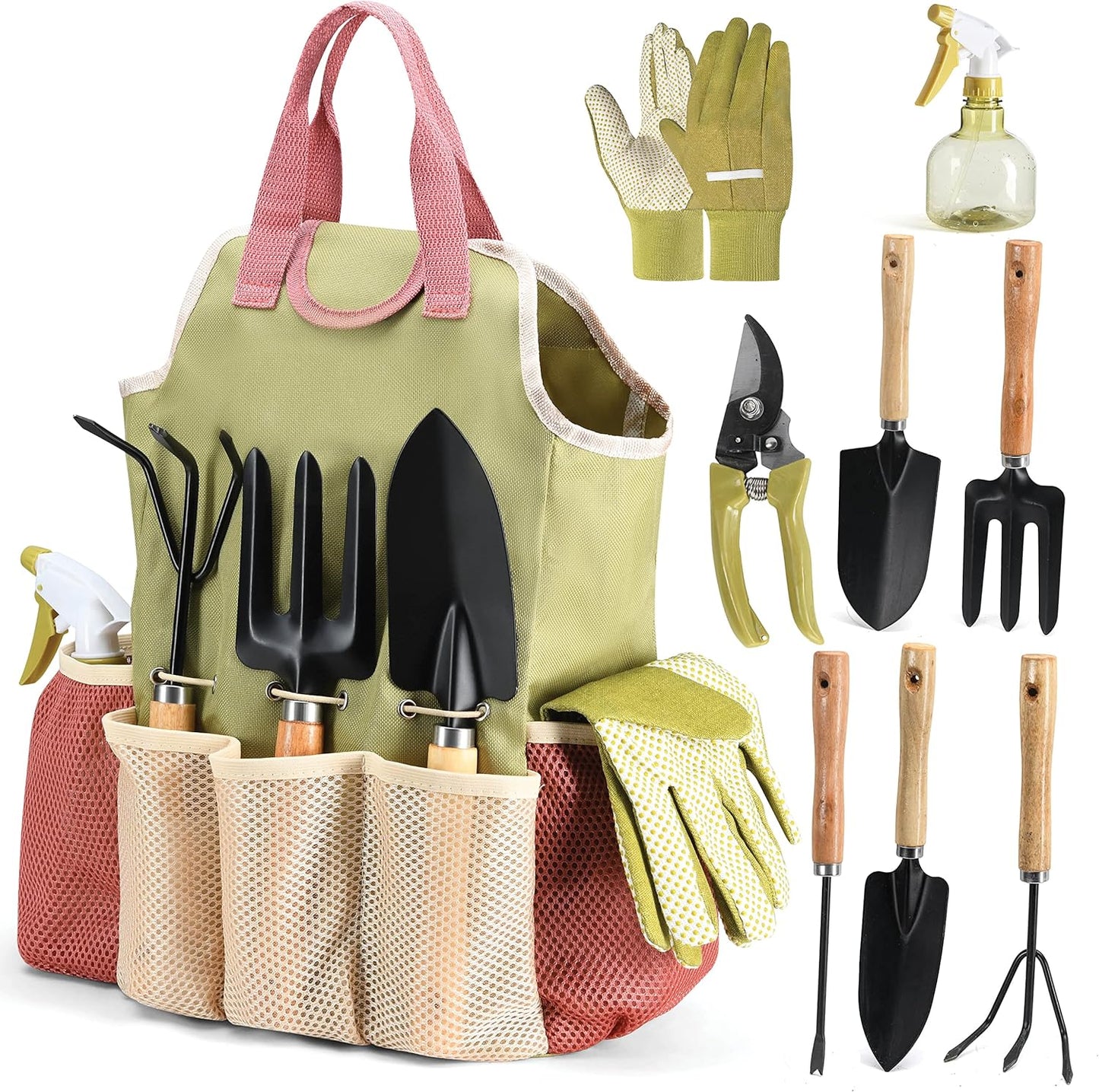 Gardening Tools Set of 10 - Complete Heavy Duty Garden Tools Set with 