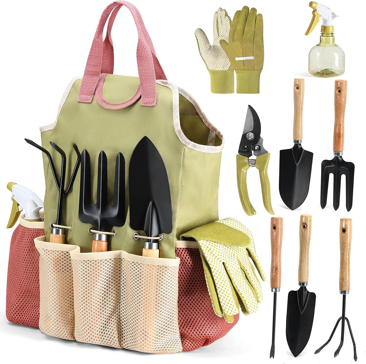 Gardening Tools Set of 10 - Complete Heavy Duty Garden Tools Set with 