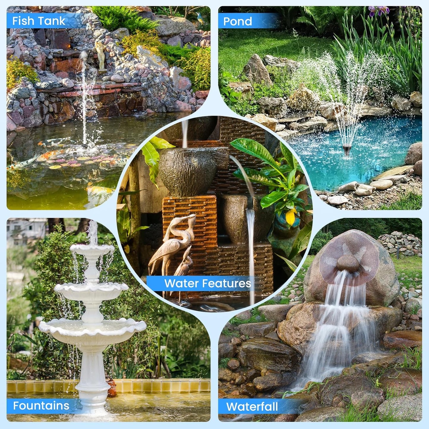 POPOSOAP Pond Filter with 12W Solar Fountain Pump, Solar Pond Filter w