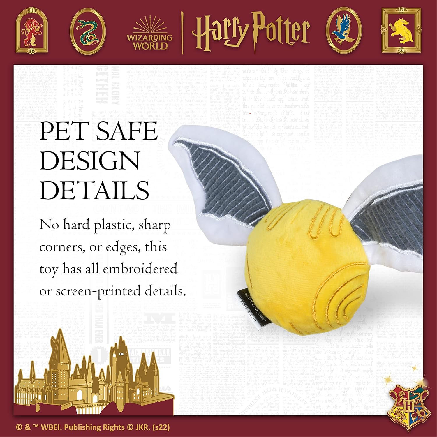 Harry Potter Snitch Pet Squeaker Toy | Dog Toy Snitch Squeaker Ball | 