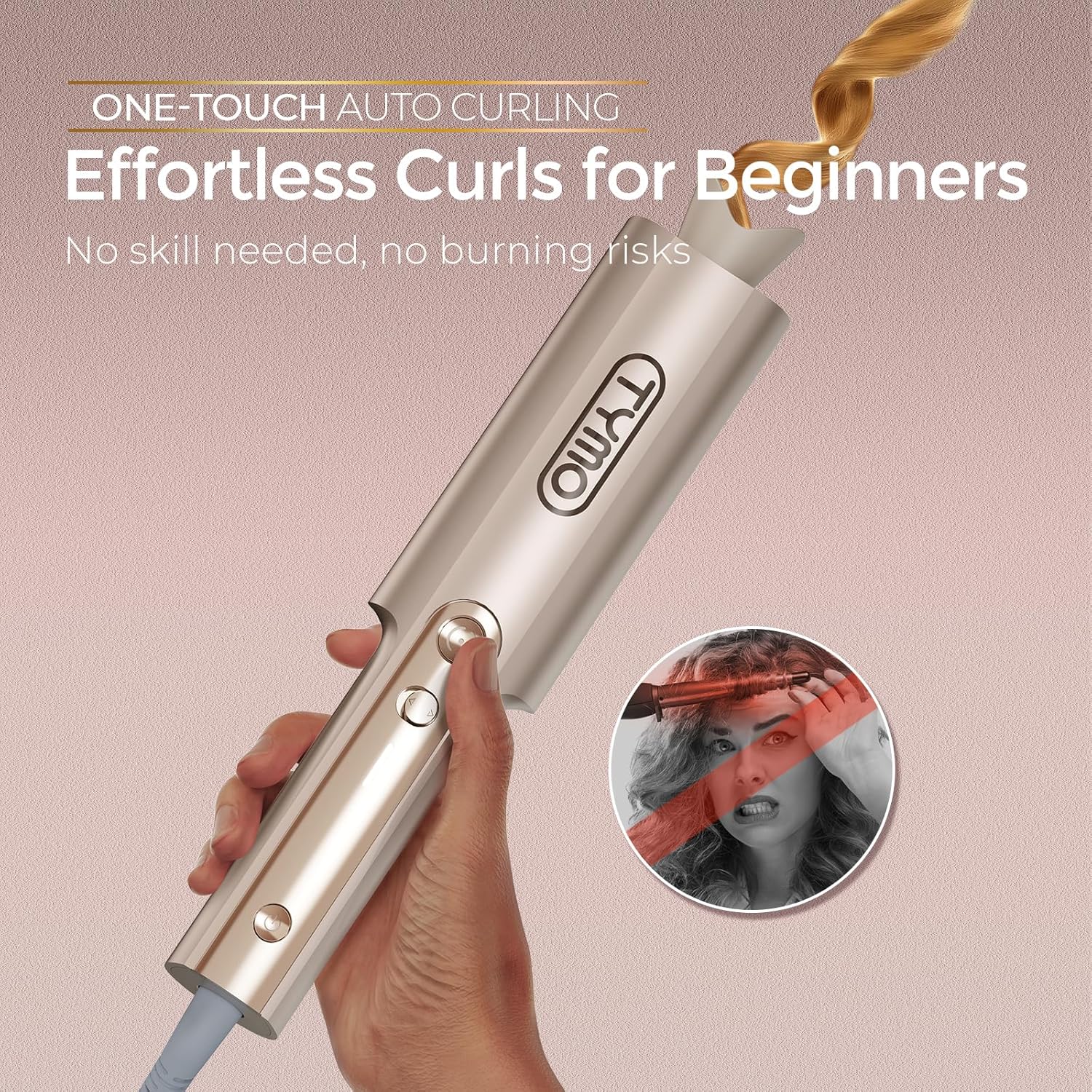 TYMO CurlPro Plus Automatic Rotating Curling Iron - Upgraded Long Barr