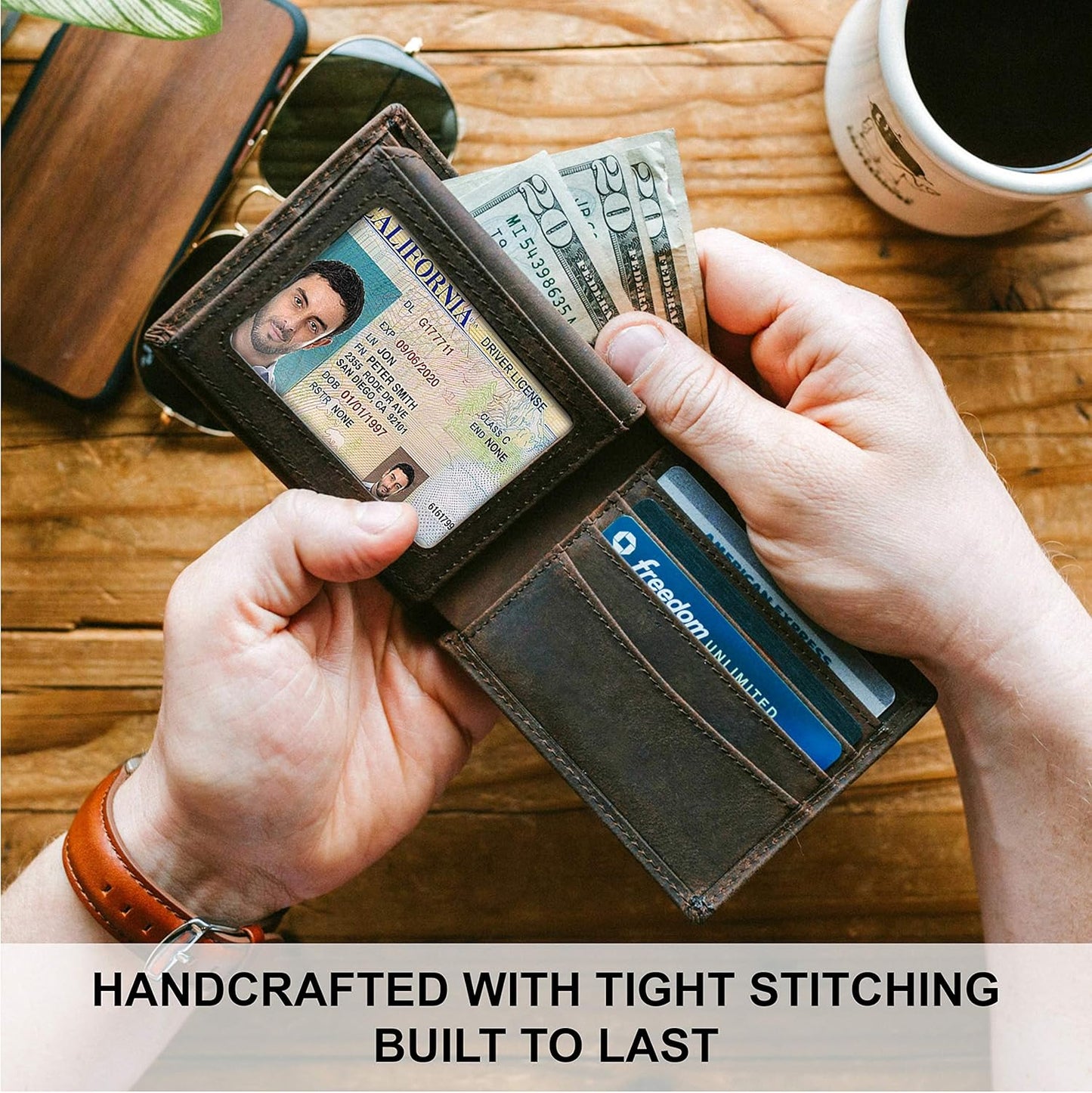 Top Grain Leather Wallet for Men | RFID Blocking | Extra Capacity Bifo
