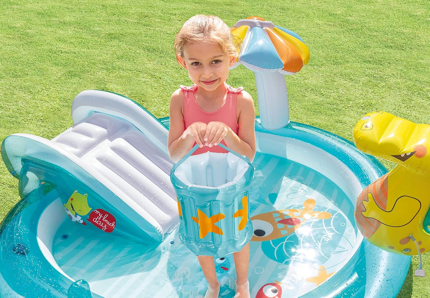 Intex Gator 6.6' x 5.6' x 4" Outdoor Inflatable Kiddie Pool Water Play