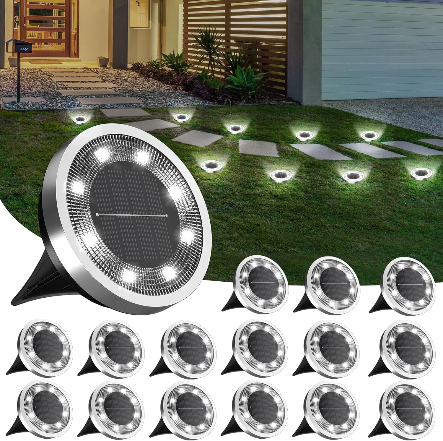 INCX Solar Ground Lights,16 Pack Solar Lights Outdoor Waterproof, Sola