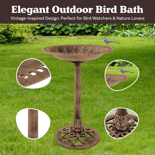 Pure Garden 50-LG1074 Antique Bird Bath-Weather Resistant Resin Birdba