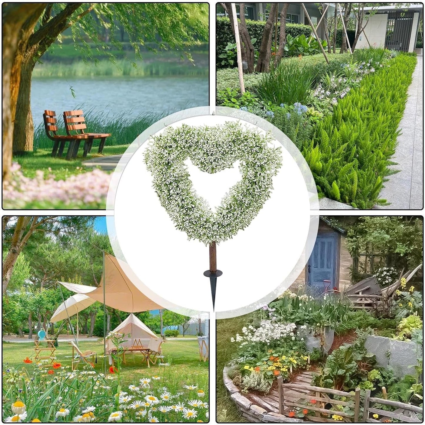 Valentine’s Plant - Decorative Heart Shaped Topiary | Faux Flower Garden Stake with Lightweight Design & Weather Resistant Construction for Farmhouse Decor, Patio, Planter Pots, Garden Parties and Out