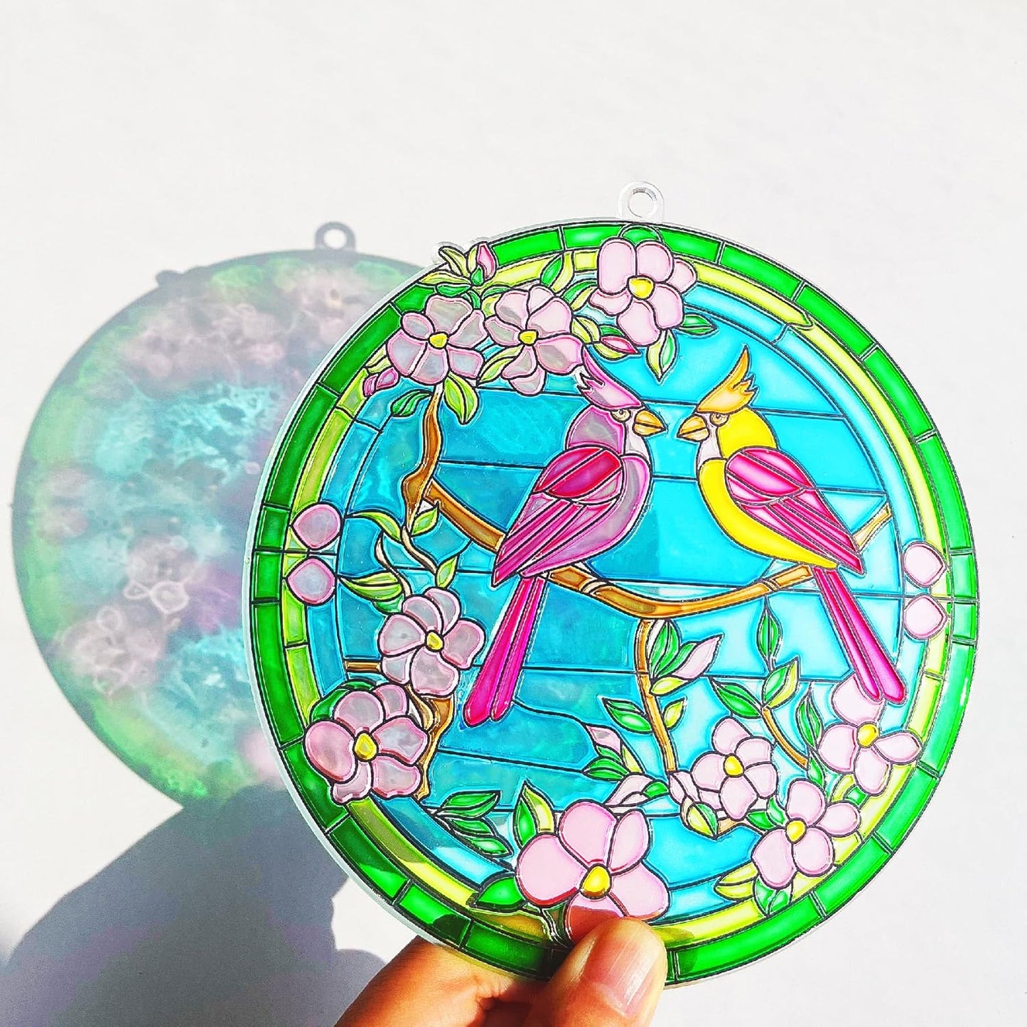 Ayhuhra Cardinal Stained Glass Suncatcher Craft Kit-6" Red Bird Sun Catcher for Window, DIY Red Cardinal Gift for Bird Lovers, Women, Mom on Christmas & Mother's Day