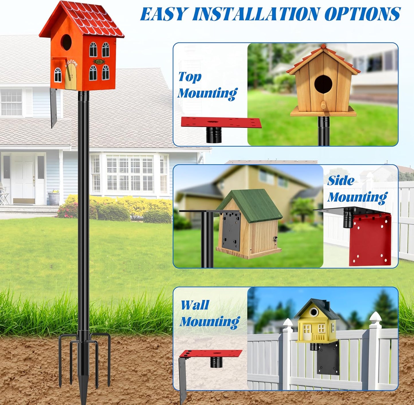 Ottsuls Bird Feeder Pole, 92 Inch Heavy Duty Bird House Pole Kit for O