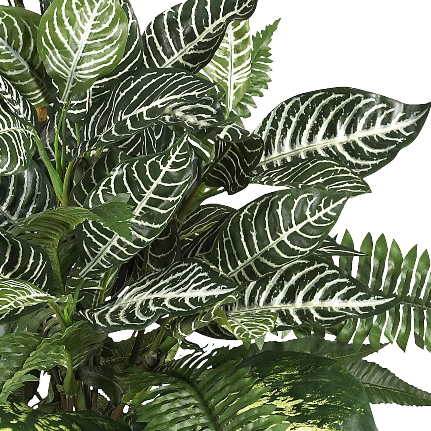 Nearly Natural Mixed Greens Zebra with Wicker Silk Plant, 26 in