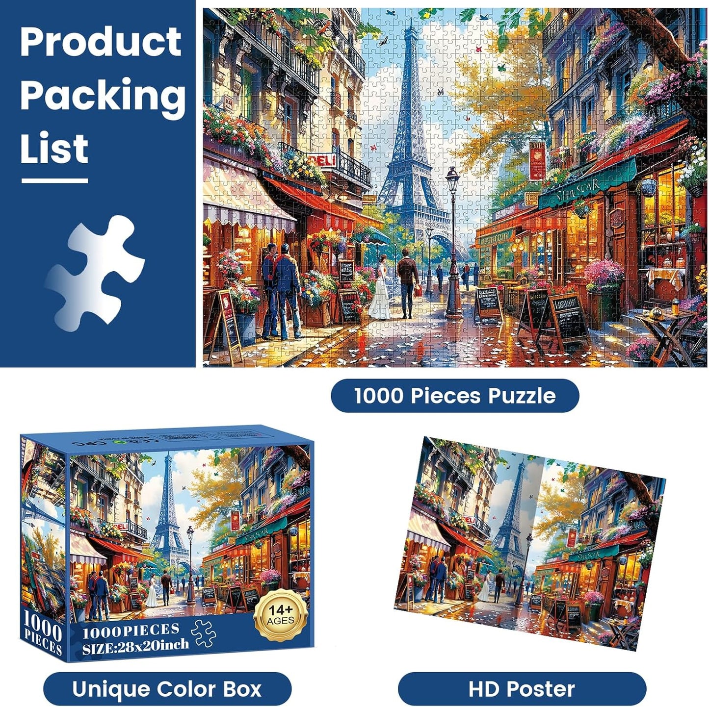 1000 Pieces Puzzle for Adults - Charming Paris Puzzle for Adults Child