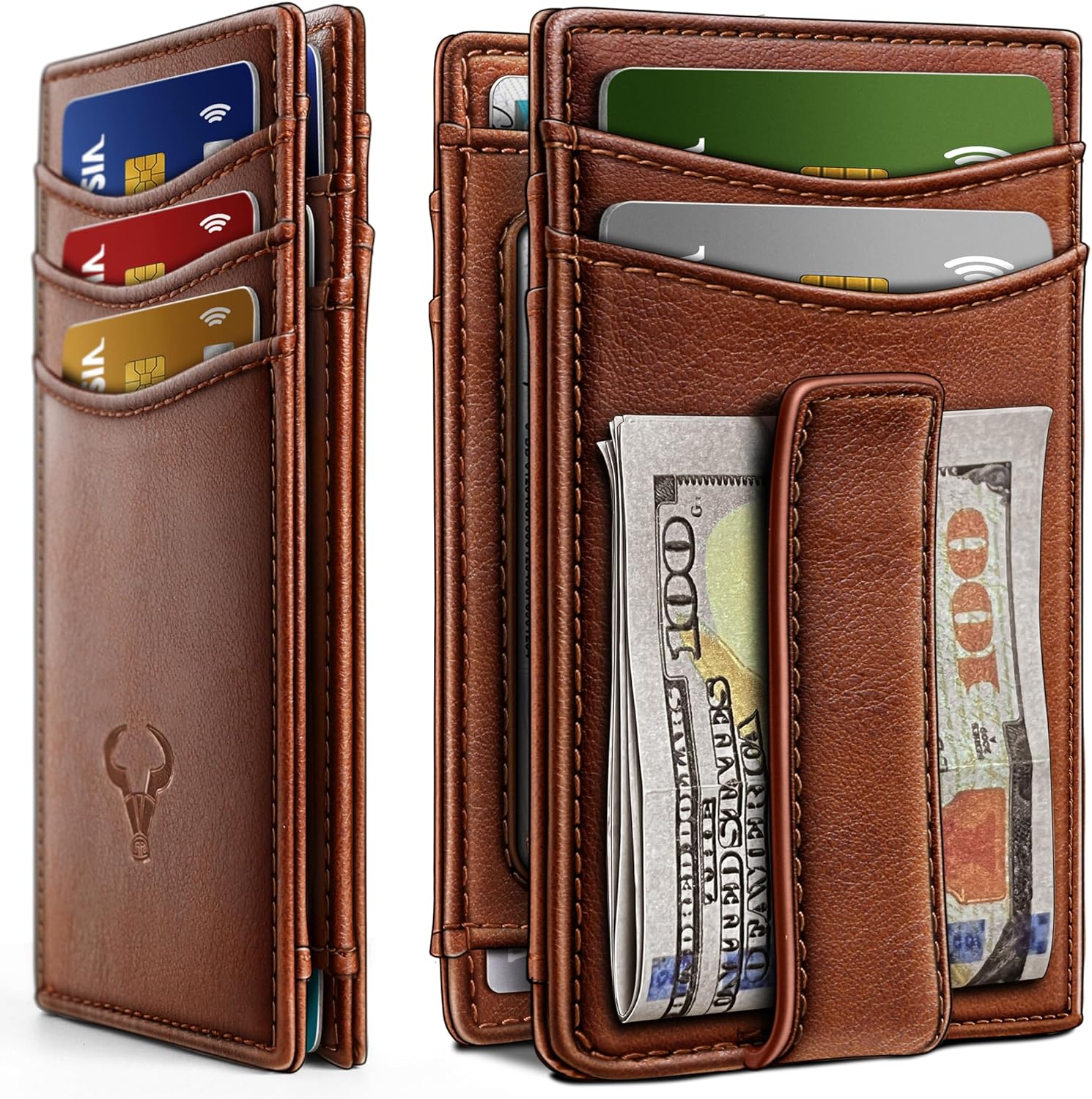 BULLIANT Magnetic Closure Slim Wallet-Genuine Leather Front Pocket Wal