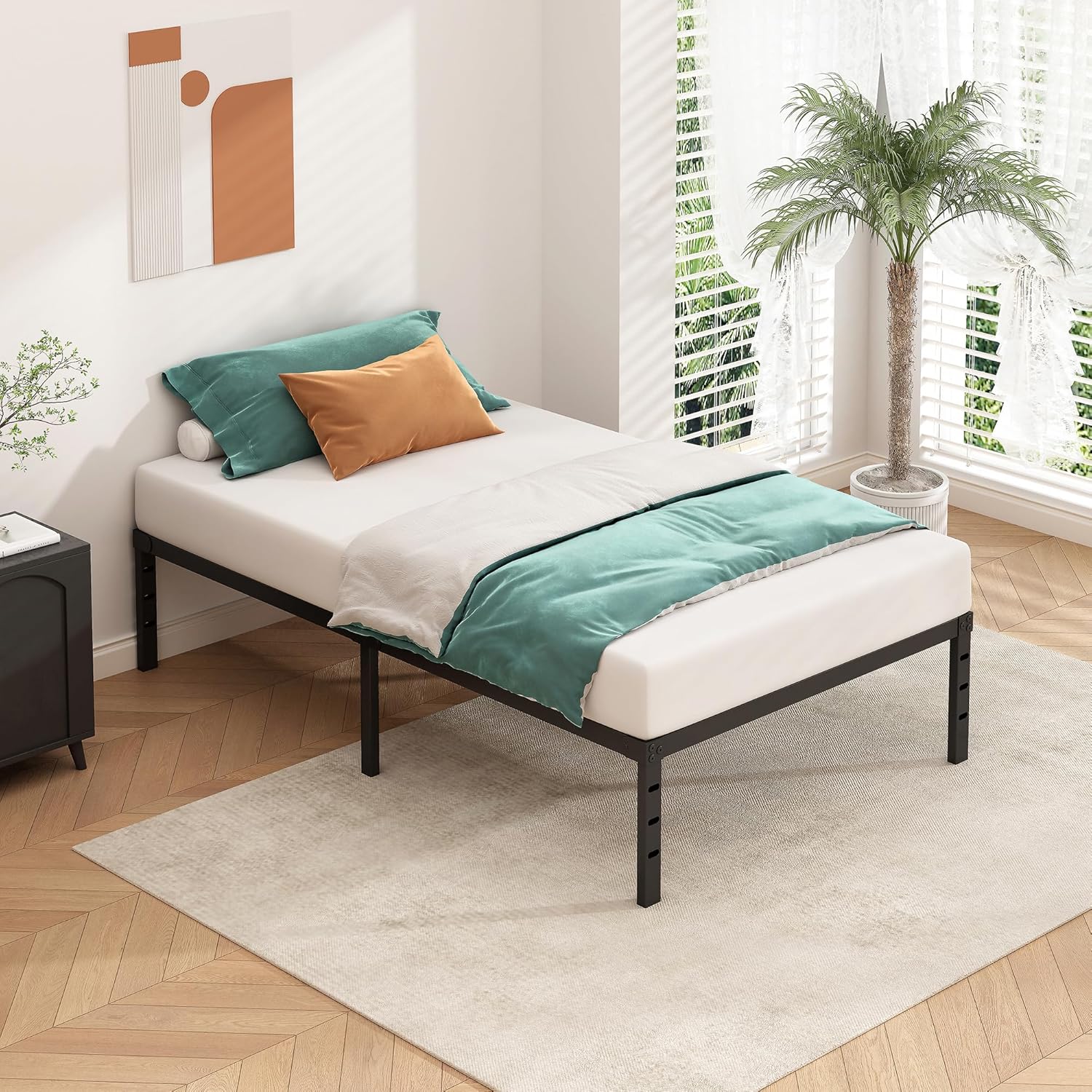 Metal Platform Bed Frame 14 Inch Tall,No Box Spring Needed,Twin Size B