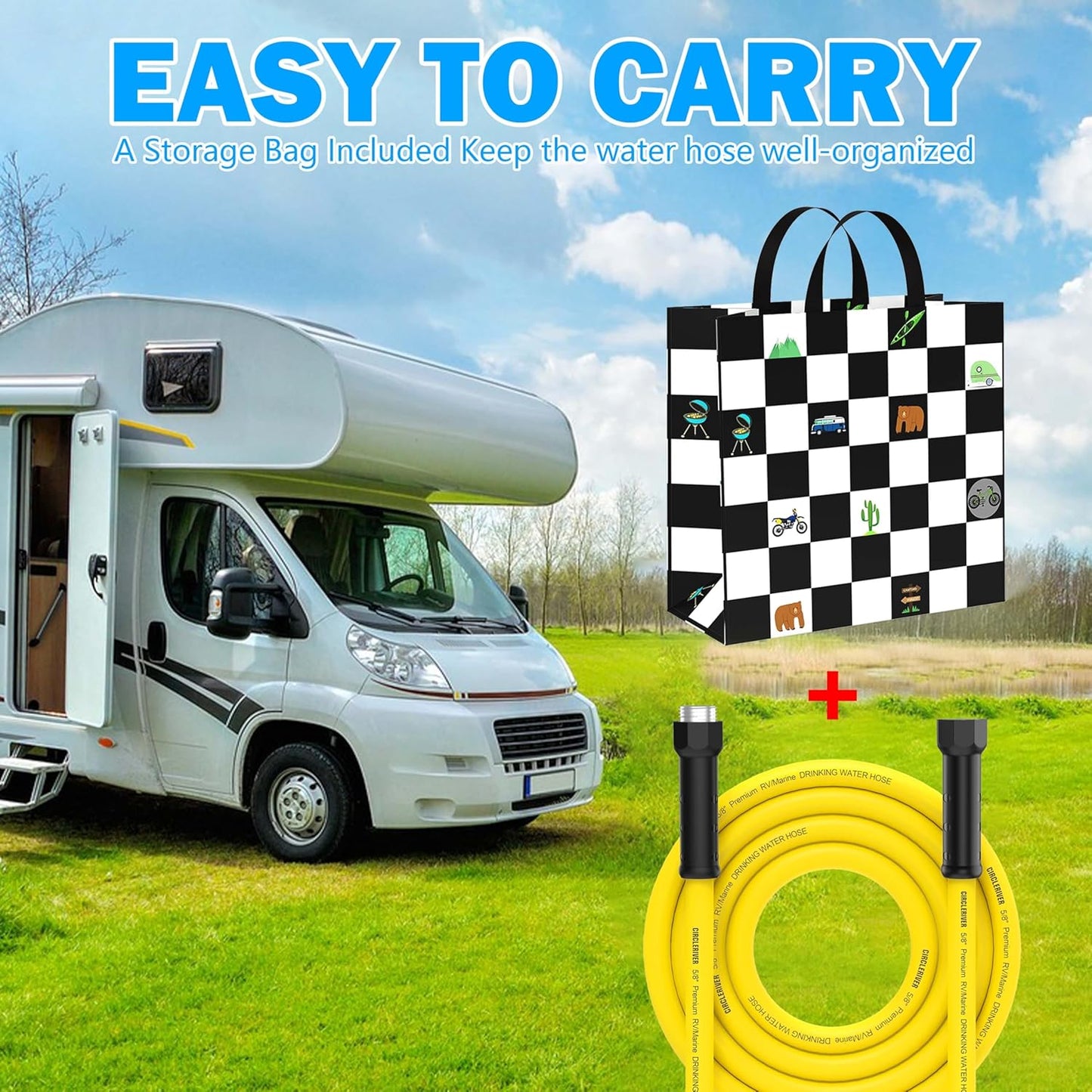 RV Drinking Water Hose 100FT with Storage Bag, 5/8" Premium Fresh Wate