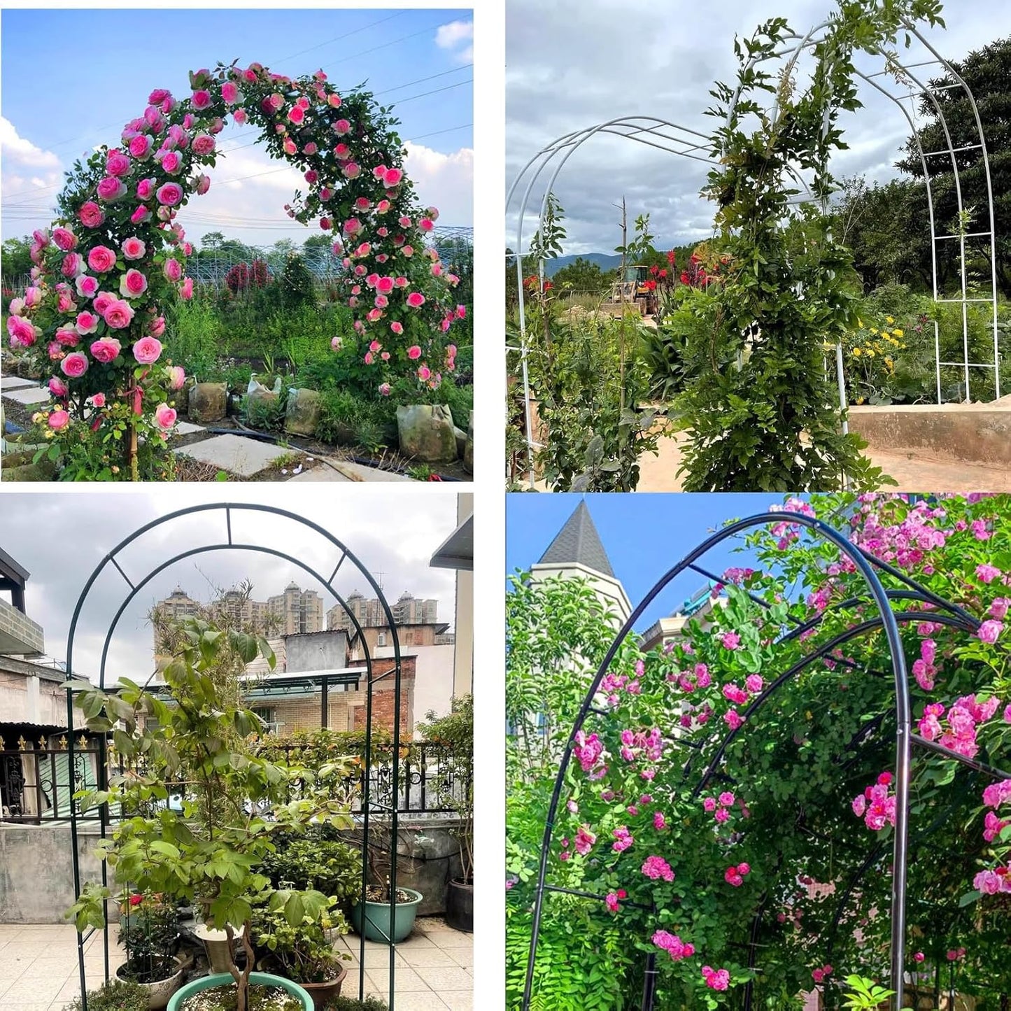 White Iron Arch Trellis Arbor for Climbing Plants, Vines & Roses - Garden Pergola Support Rack for Outdoor & Indoor Decor, Wedding & Bridal Party Arch (1.2x2m)