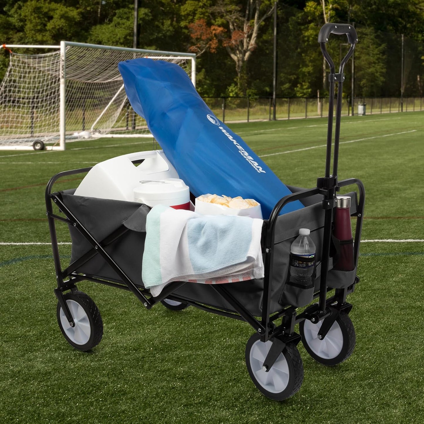 Collapsible Wagon - Grocery Cart on Wheels - Portable Beach Wagon, Folding Garden Cart or Shopping Cart - Wagons Carts Foldable by Pure Garden (Gray)