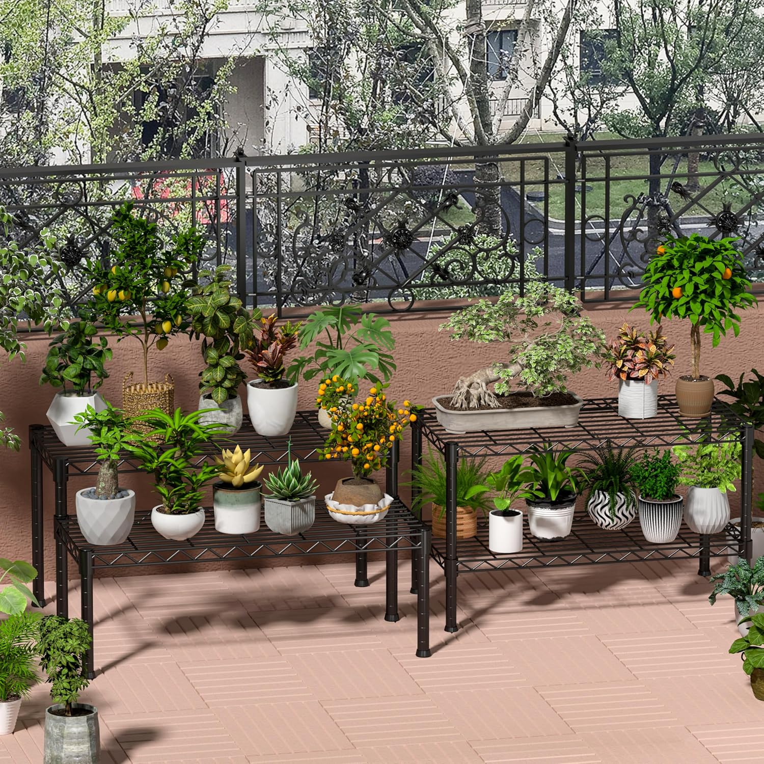 Xiofio 2 Tier Ladder Potted Multiple Plants for Indoor and Outdoor Pla