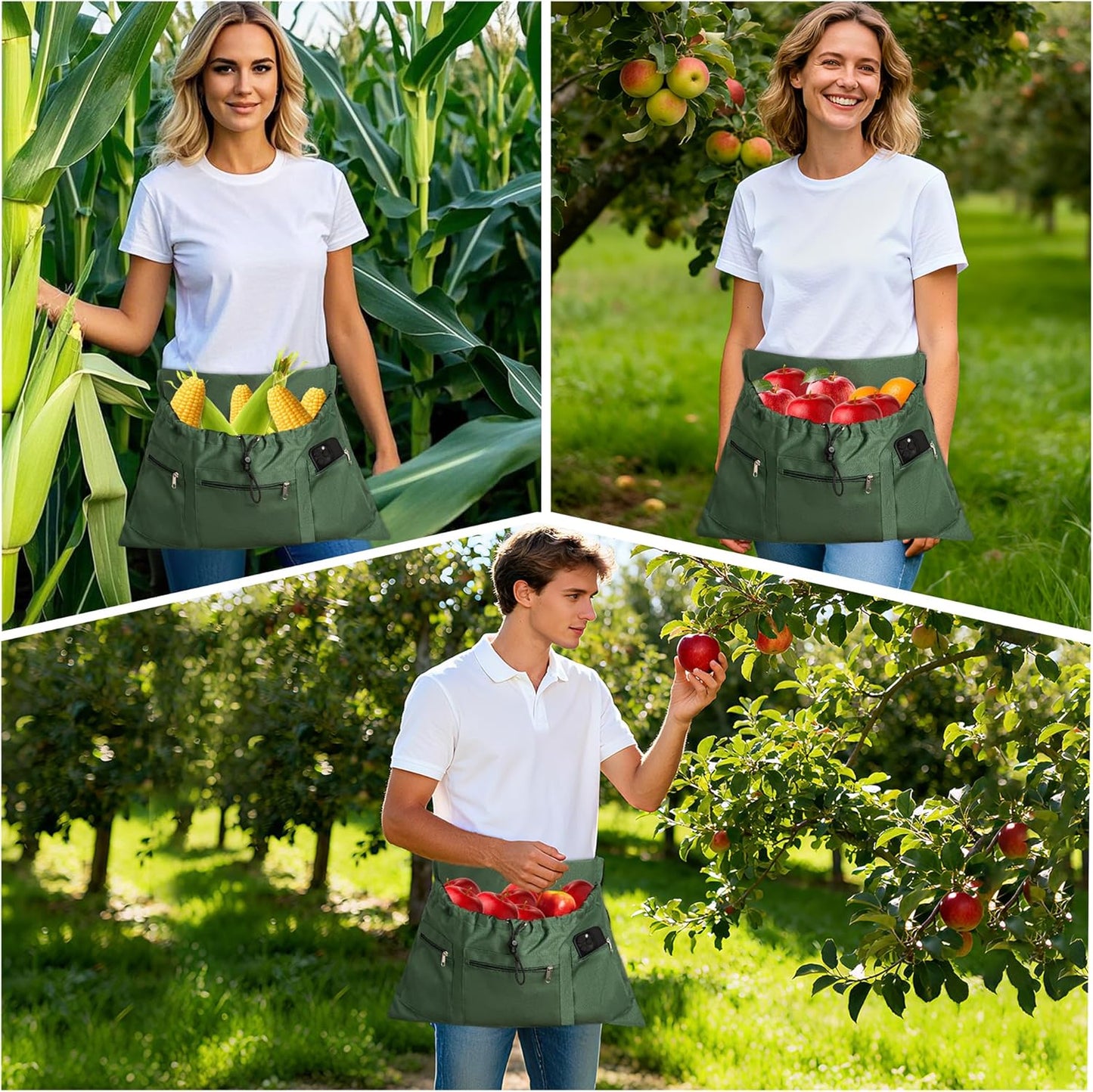 Gardening Apron, Garden Aprons with Pockets & Drawstring Bag, Waterpro