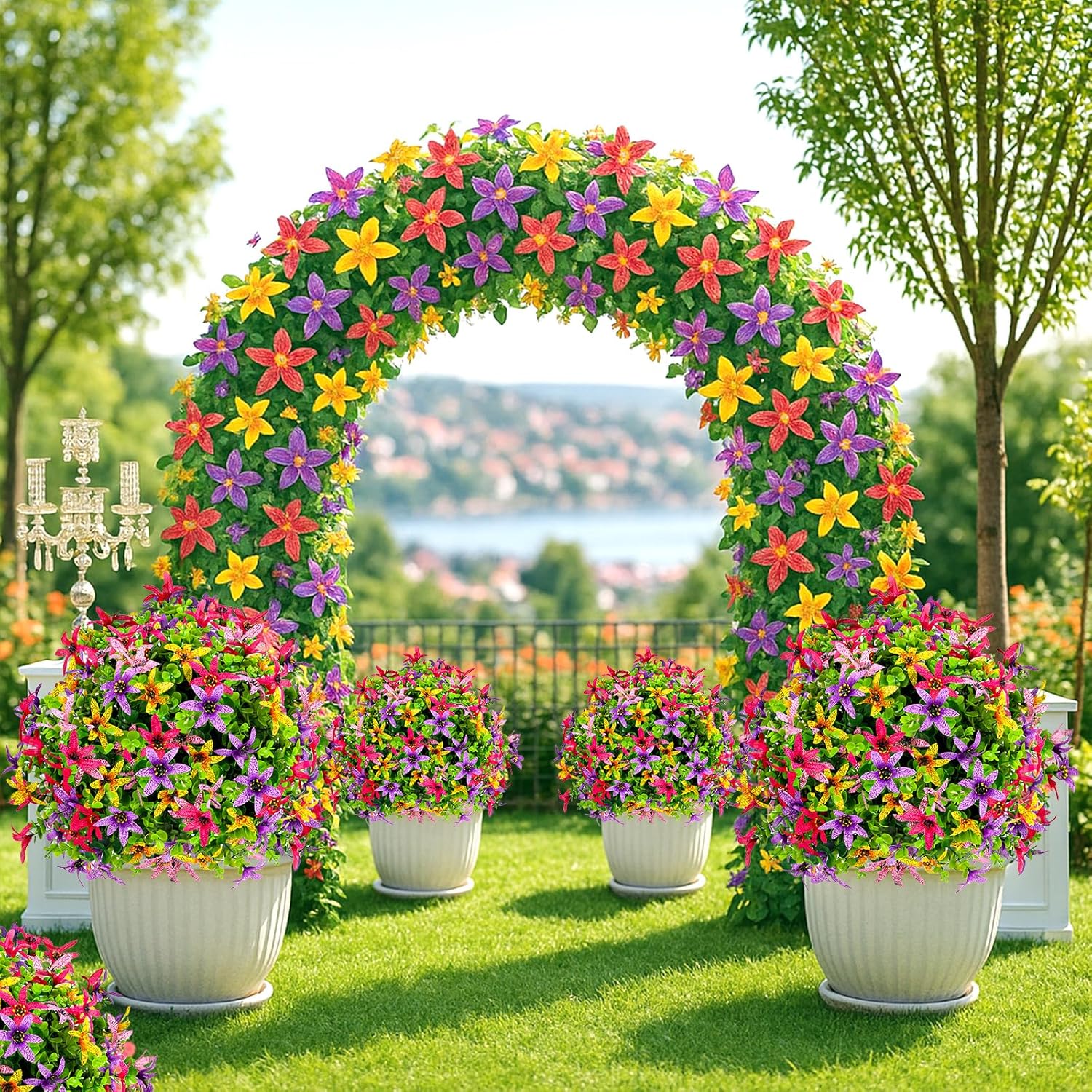 Artificial Topiary Ball Tree Outdoor Plants with Ground Spike 22"- UV 
