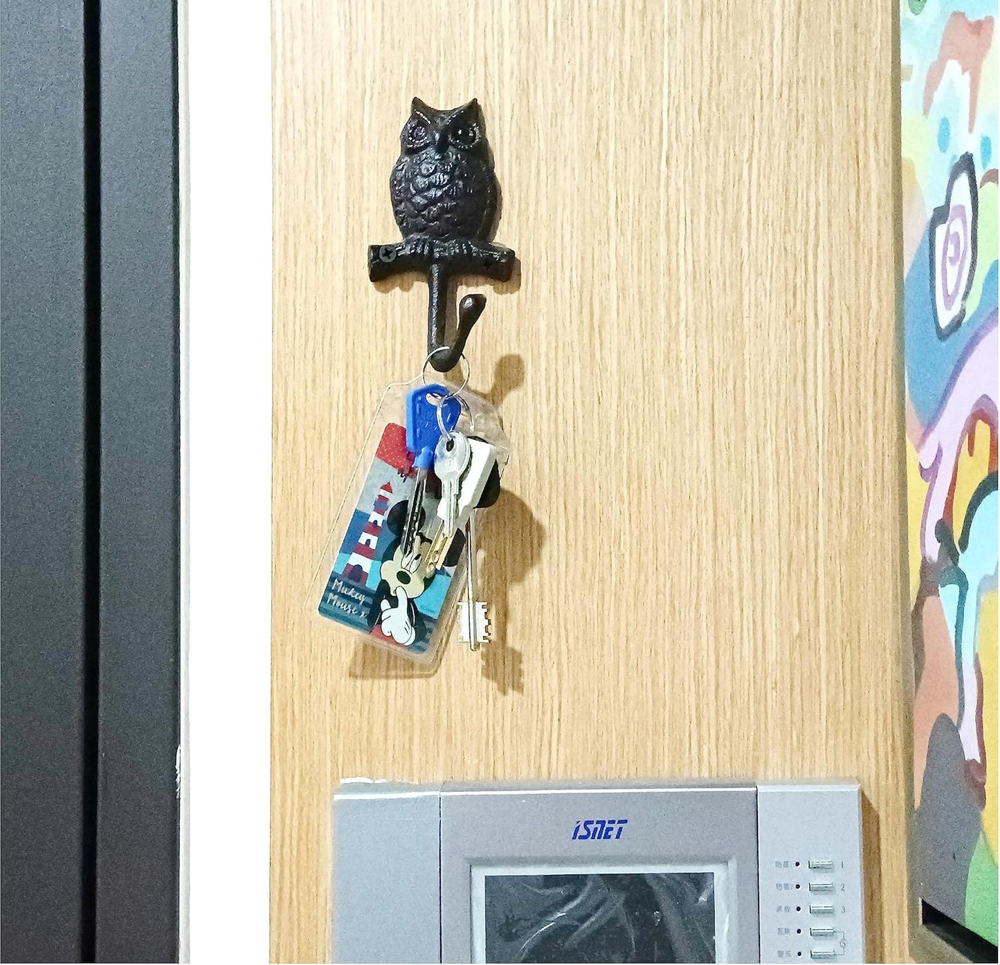 Cast Iron Hooks Decorative Owl Animal Shaped - Key Holder Towel Hook Wall Mounted Cast Iron Metal Hooks for Home Garden Office Indoor Outdoor, Hand Made, Gift, 2 pcs/Set