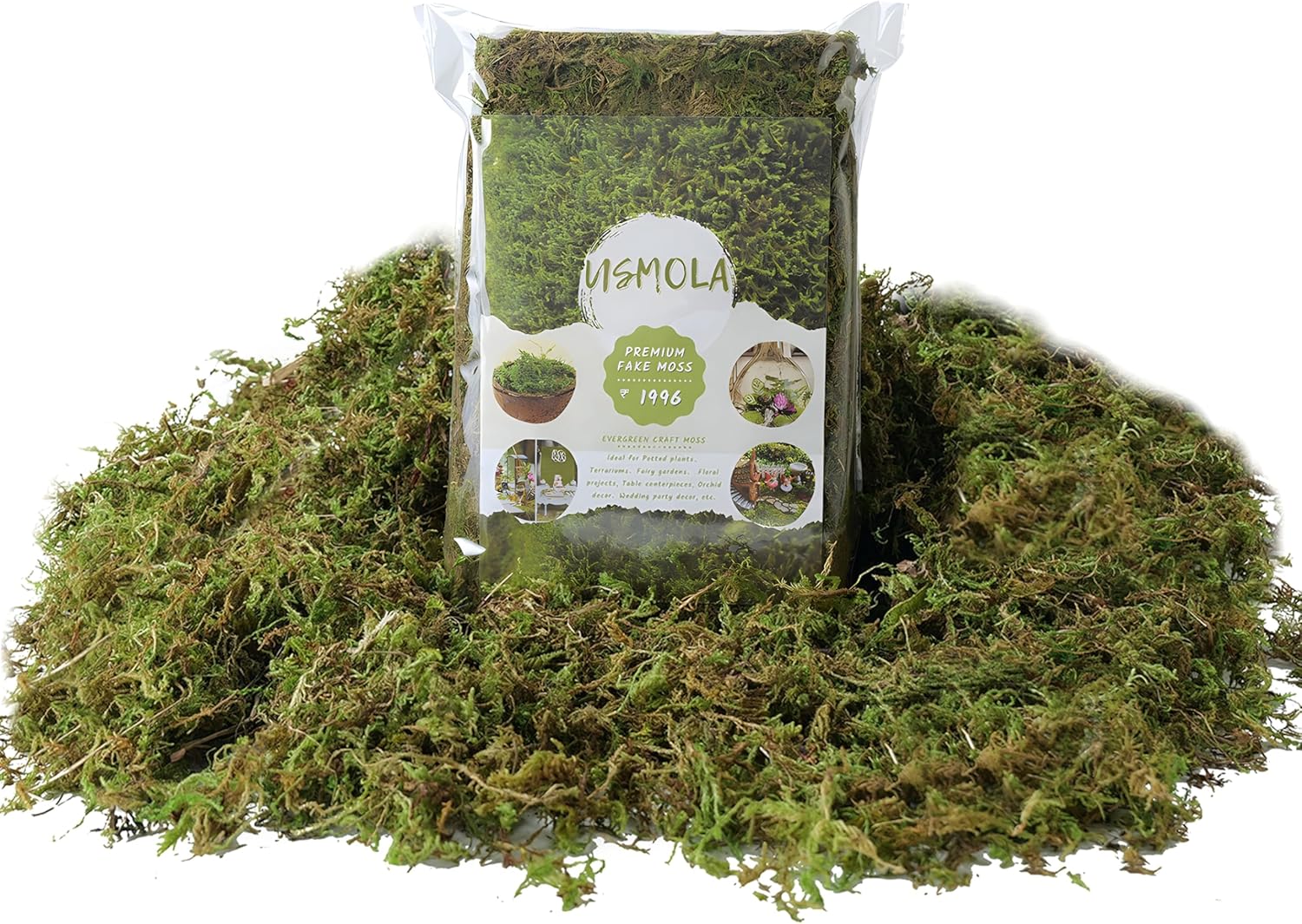 Fake Green Moss for Potted Plants, 4OZ Artificial Moss for DIY Crafts,